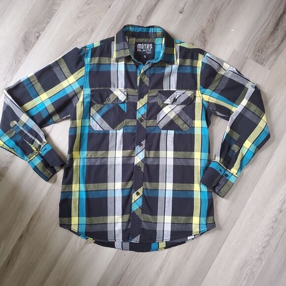 Metro Rue 21 Shirt Mens Size Small Plaid Brown & Black Button Up Casual Shirt - Picture 6 of 7